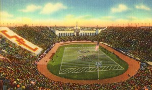 Vintage Los Angeles Coliseum USC Trojans Football Art 